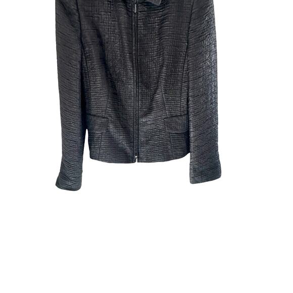 Akris Punto Black Dressy Solid Basic Textured Office Work‎ Zip Up Blazer Size 6 - Picture 6 of 14